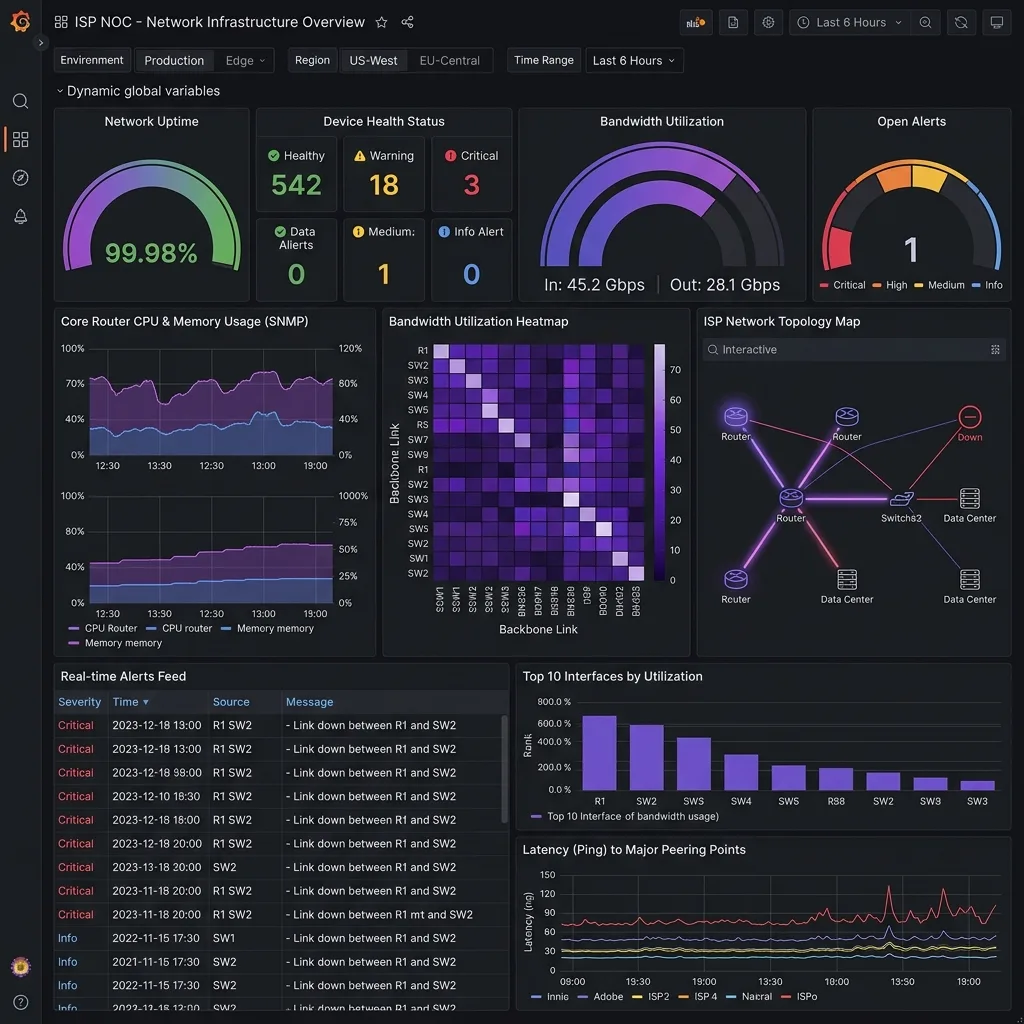 Dashboard Grafana para NOC